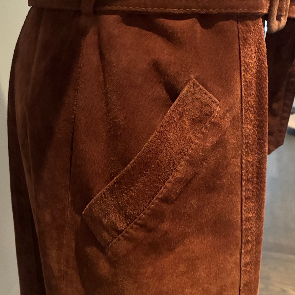 ICONIC true vintage Brown suede and Fur Collar Women's trench - Picture 5 of 9